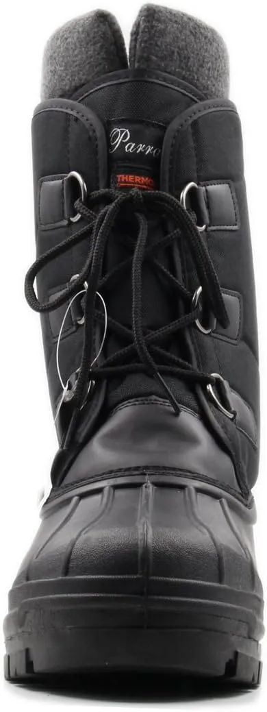 Stylish & Comfort Men's Lace Up Insulated Mid-Calf Water Resistant Duck Boots for Cold/Snow Weather, (Black)
