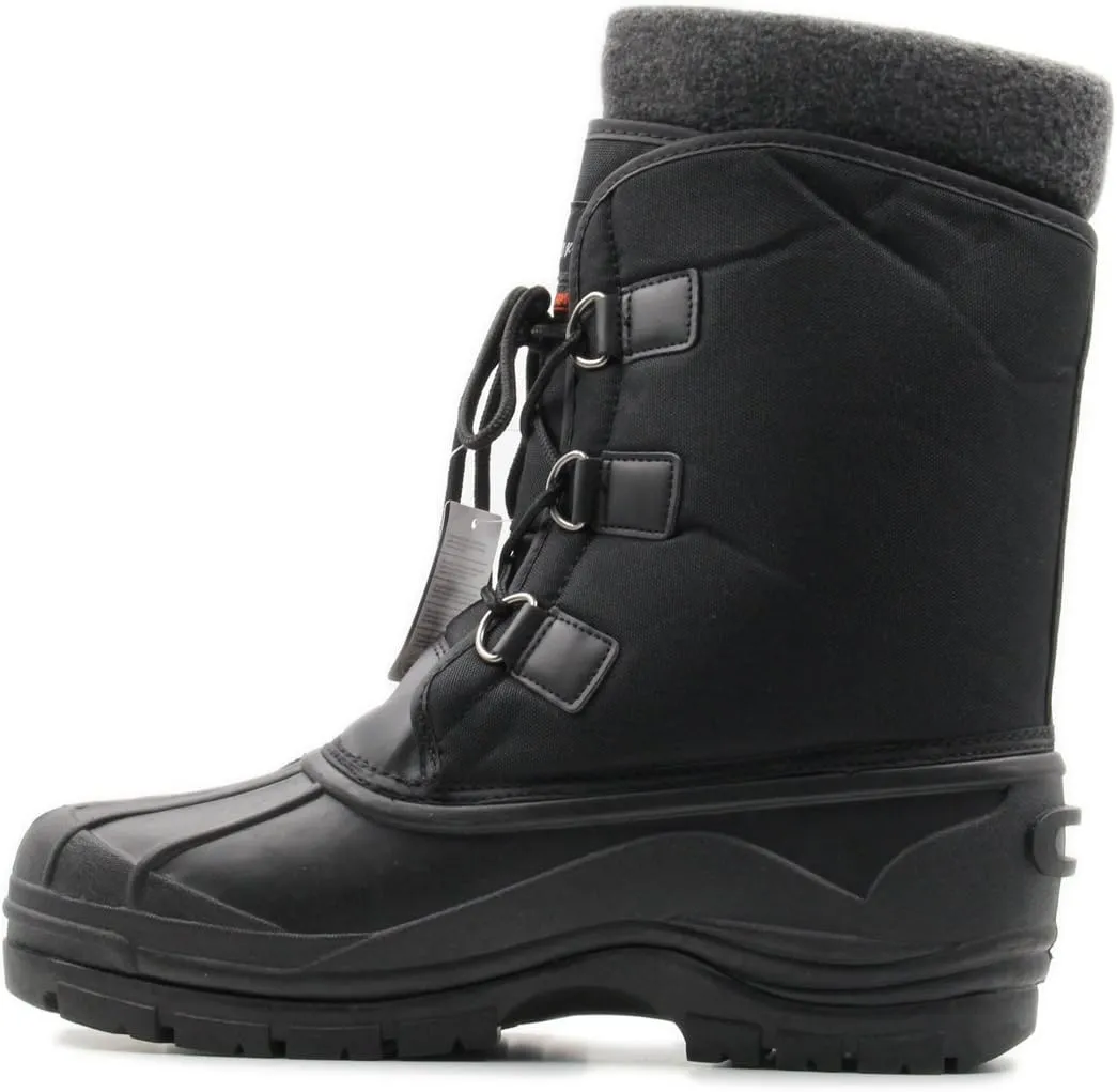 Stylish & Comfort Men's Lace Up Insulated Mid-Calf Water Resistant Duck Boots for Cold/Snow Weather, (Black)