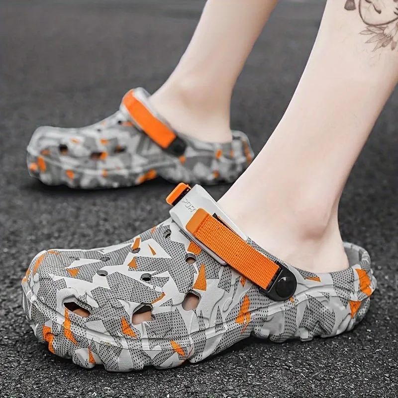 Stylish Men's Color Block Chunky Clogs - Non-Slip, Durable, Breathable EVA Slippers for Summer - Stylish Street Style Footwear with Cut-Out Designs for Men