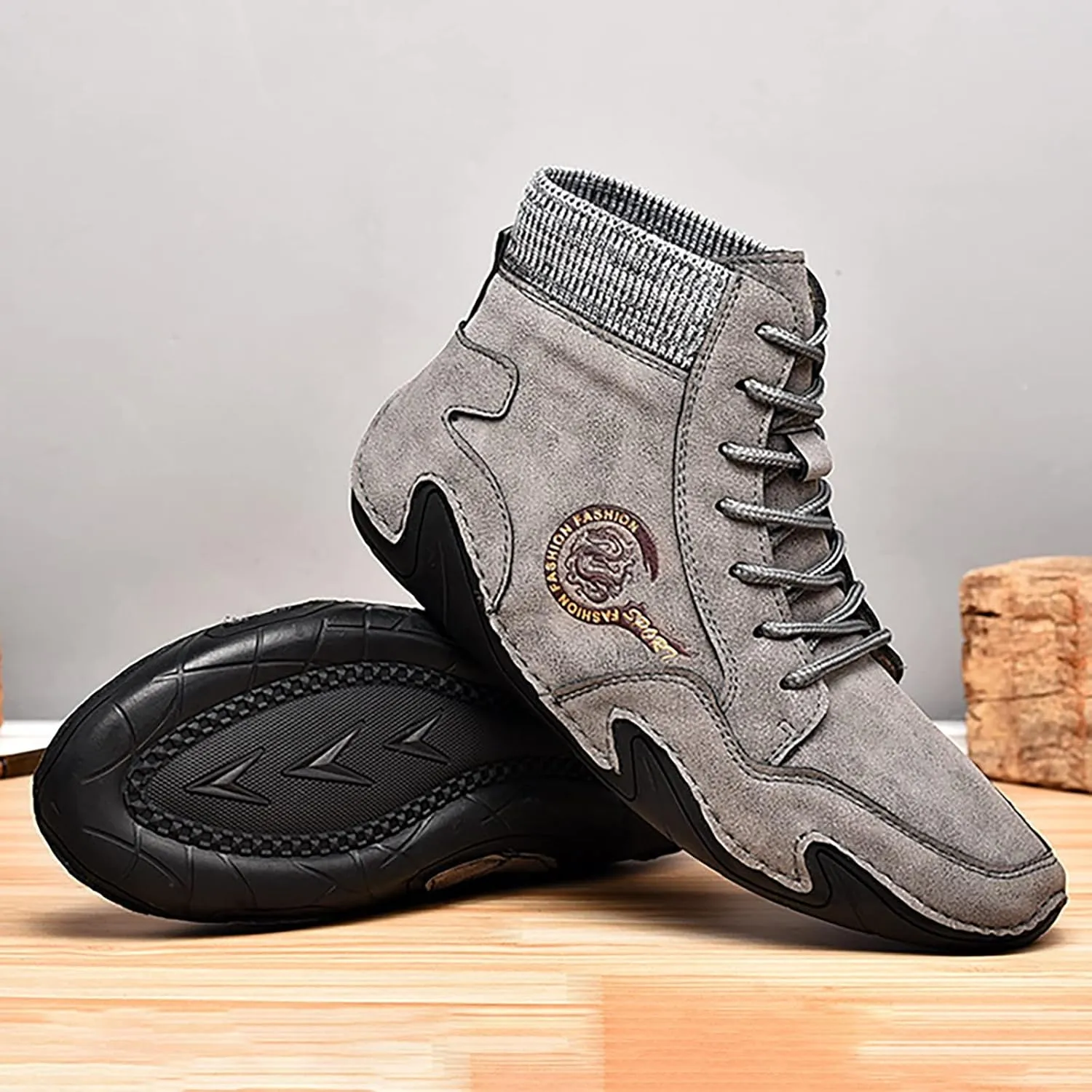 Tennis Walking Shoes Men's Casual Shoes Korean Version High Top Round Toe Breathable Daily Dad's