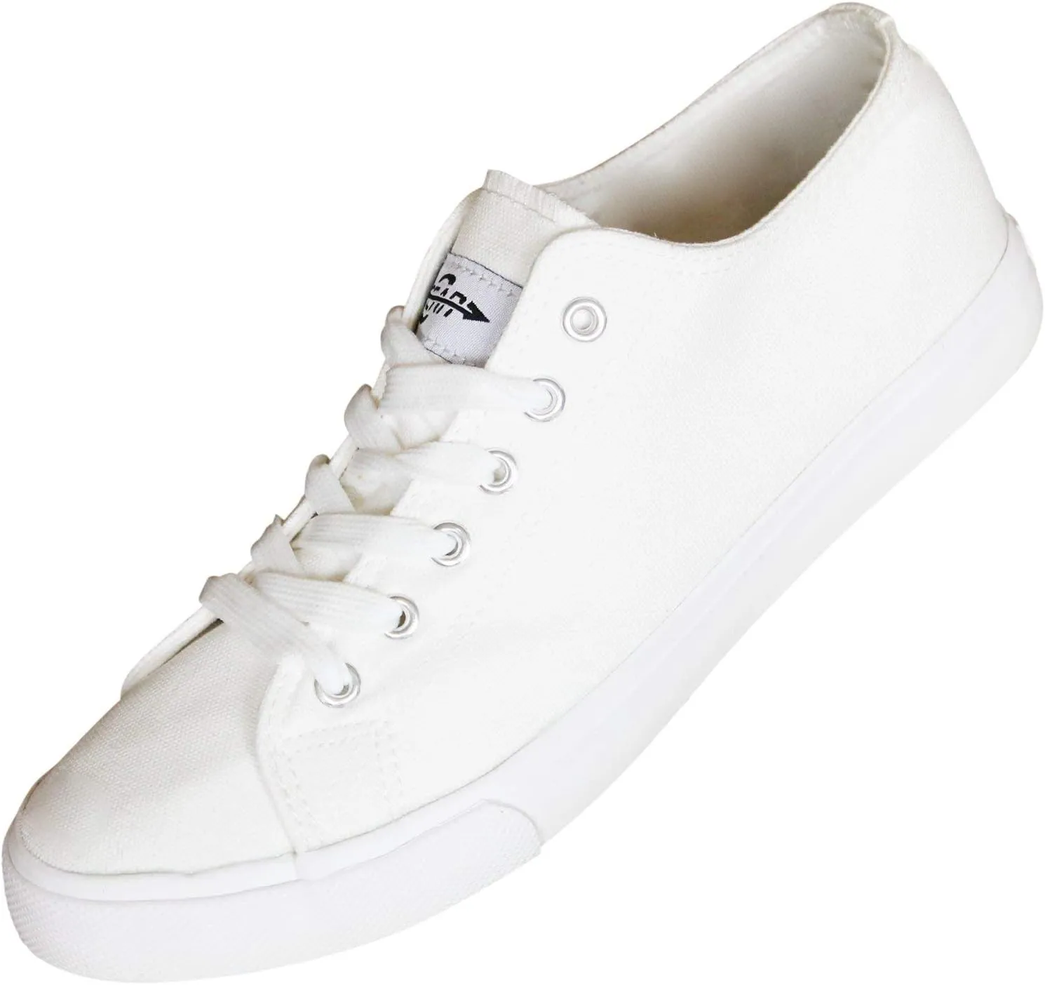 True to Size All White Low Top Retro Tennis Casual Skateboard Grip Sole Canvas Shoes Men Sneaker Size (Black/White) (White, US Footwear Size System, Adult, Women, Numeric, Medium, 9)
