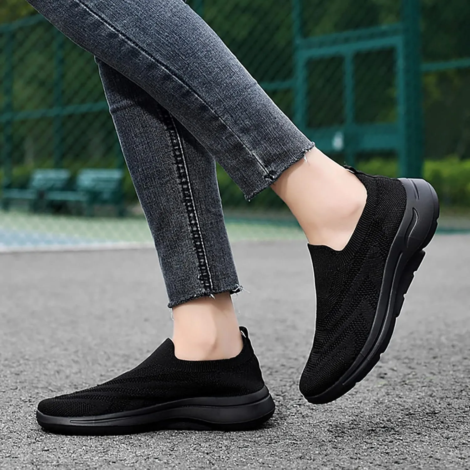 White Running Sneakers for Women 2023 Zapatos Negros De Tacon Bajo para Mujer Womens Casual Shoes Slip Ons Sneakers Black Sneakers Women Trendy Slip On Walking Shoes Women Black