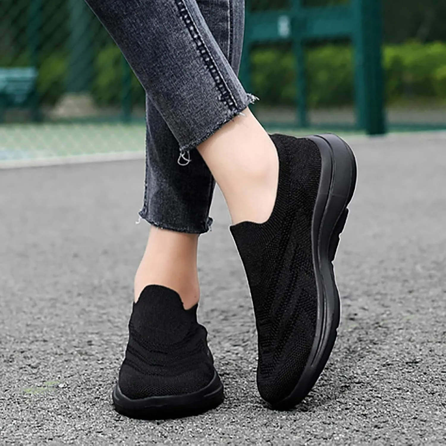 White Running Sneakers for Women 2023 Zapatos Negros De Tacon Bajo para Mujer Womens Casual Shoes Slip Ons Sneakers Black Sneakers Women Trendy Slip On Walking Shoes Women Black