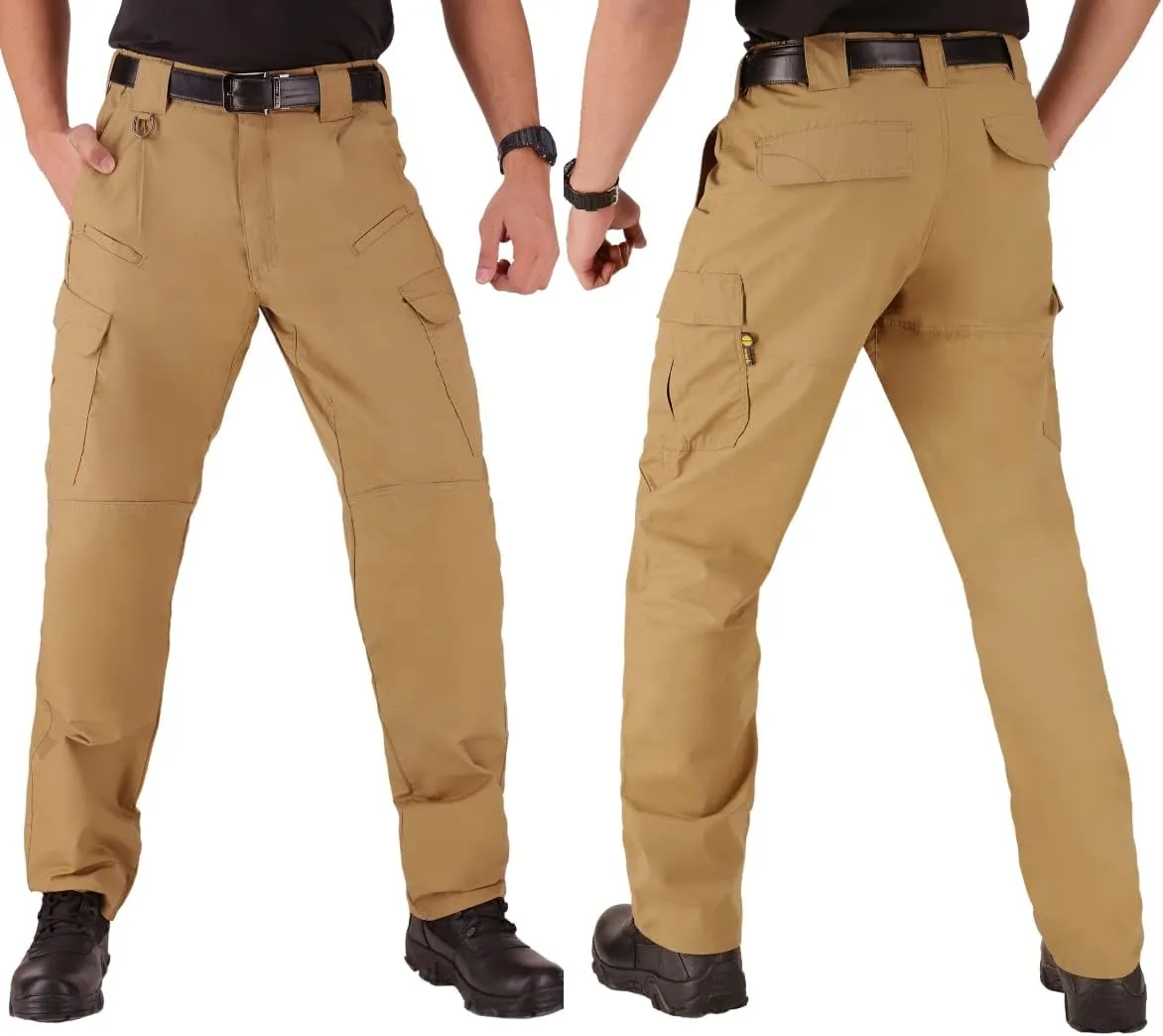 WHITEDUCK Men's Tactical Pants Ripstop Stretch Water Resistant with 13 Pockets Cargo Work Pants- Military Hiking Outdoor
