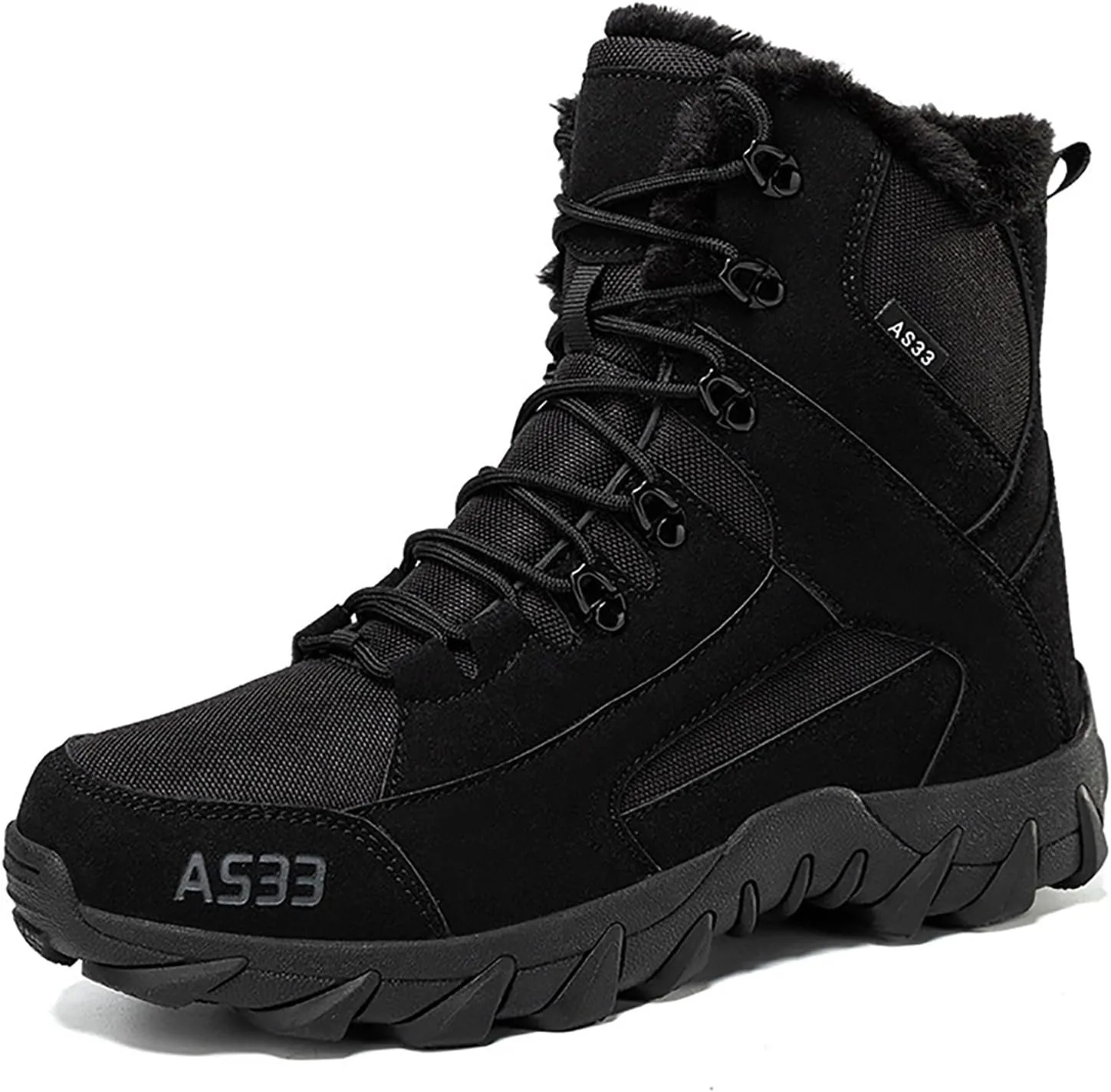 Winter Plush Cotton Boots for Men Large Size Couples Outdoor Training Boots Mid Top Durable Boots Non Slip