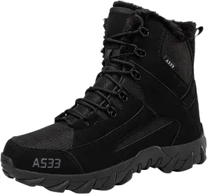 Winter Plush Cotton Boots for Men Large Size Couples Outdoor Training Boots Mid Top Durable Boots Non Slip