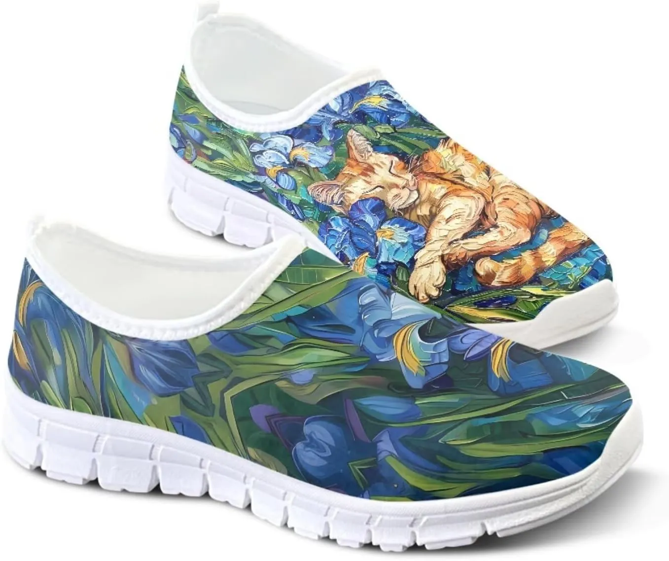Women Casual Loafers Animal Print Non Slip Work Shoes Wide Width Low-Cut Flat Sneakers Everyday Footwear