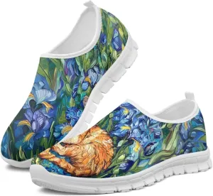 Women Casual Loafers Animal Print Non Slip Work Shoes Wide Width Low-Cut Flat Sneakers Everyday Footwear