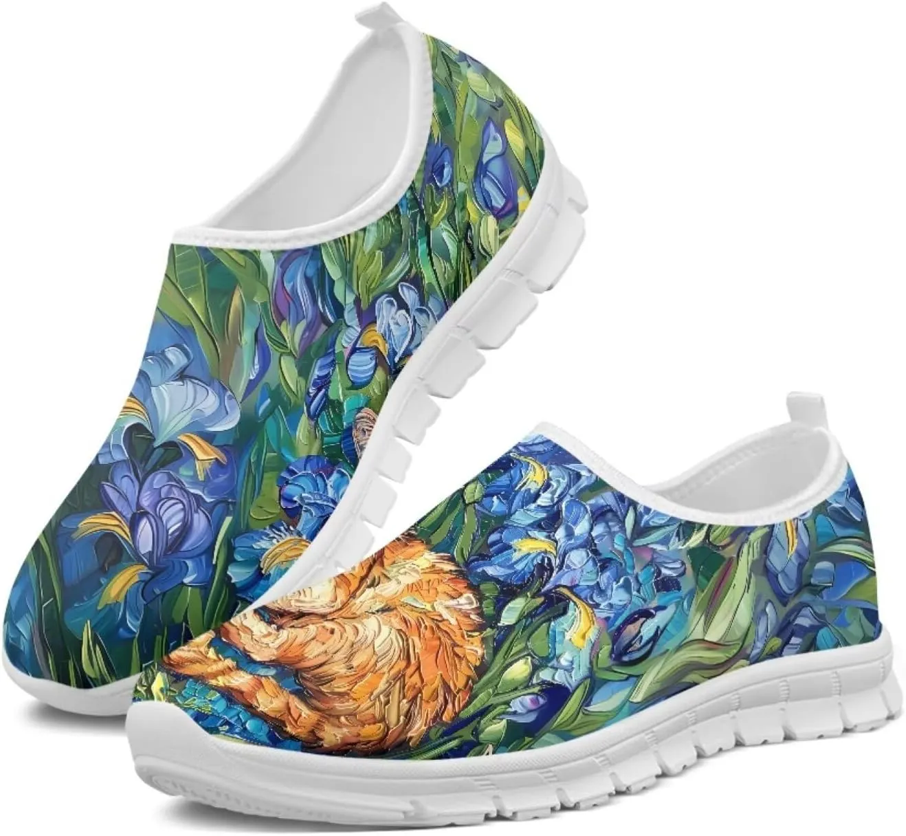 Women Casual Loafers Animal Print Non Slip Work Shoes Wide Width Low-Cut Flat Sneakers Everyday Footwear