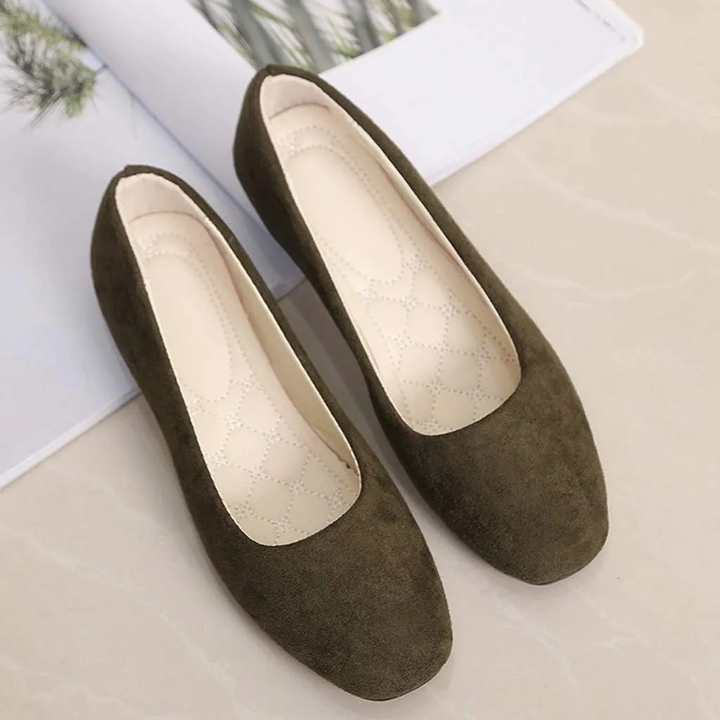 Women Girls Solid Big Size Slip On Flat Shallow Comfort Casual Single Shoes Women Shoes Casual Low Heel