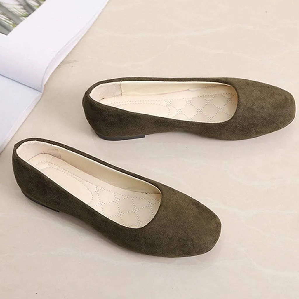 Women Girls Solid Big Size Slip On Flat Shallow Comfort Casual Single Shoes Women Shoes Casual Low Heel