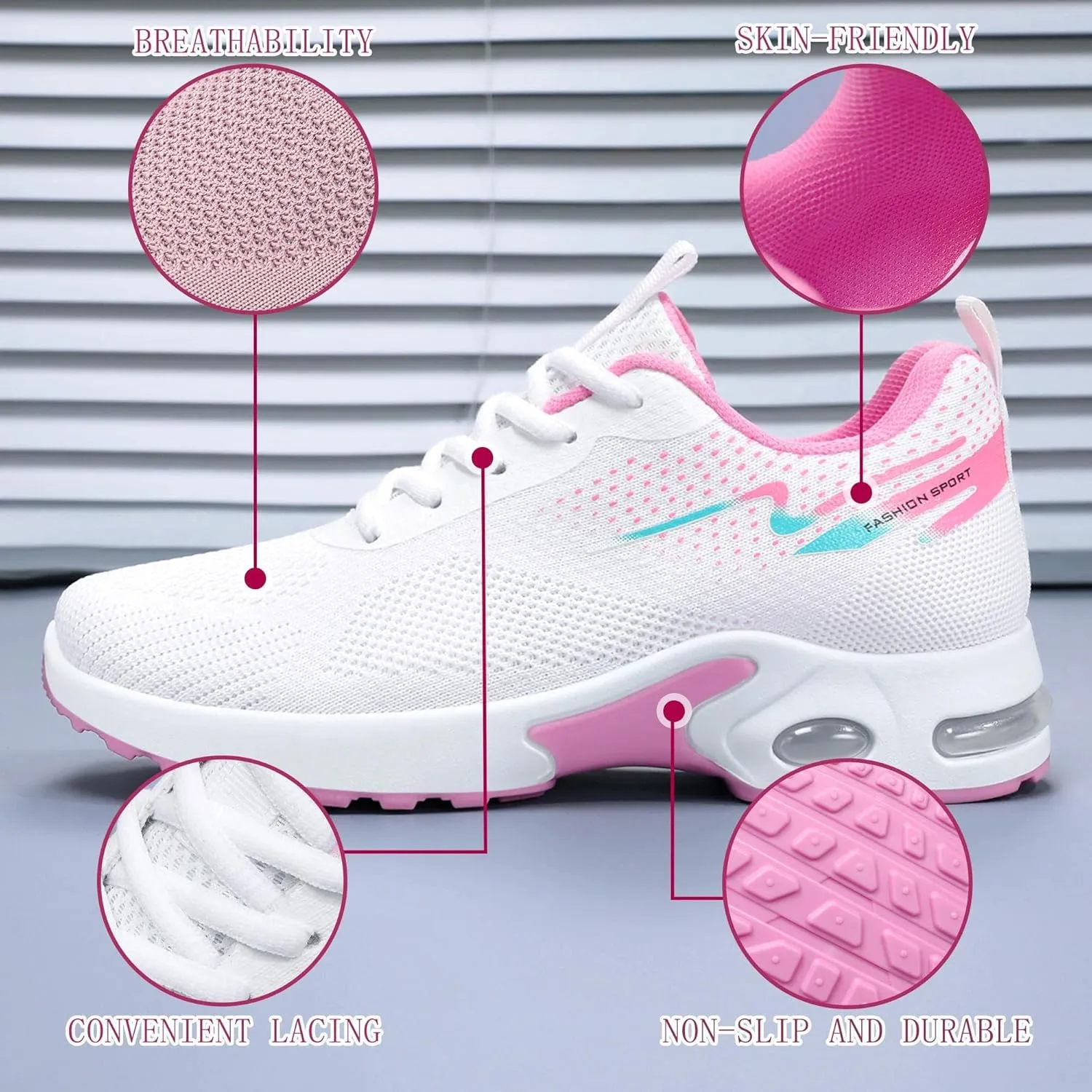 Women Orthopedic Sneakers Stylish Walking Non Slip Shoes, Mesh Air Cushion Sneakers,Lightweight for Running, Walking, and Everyday Use