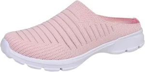 Womens Backless Sneakers Mesh Slip-on Mule Shoes Slip On Shoes Women Wide Width Shoes Casual Slip On Sneakers Brown Tennis Shoe Cross Trainer Shoe