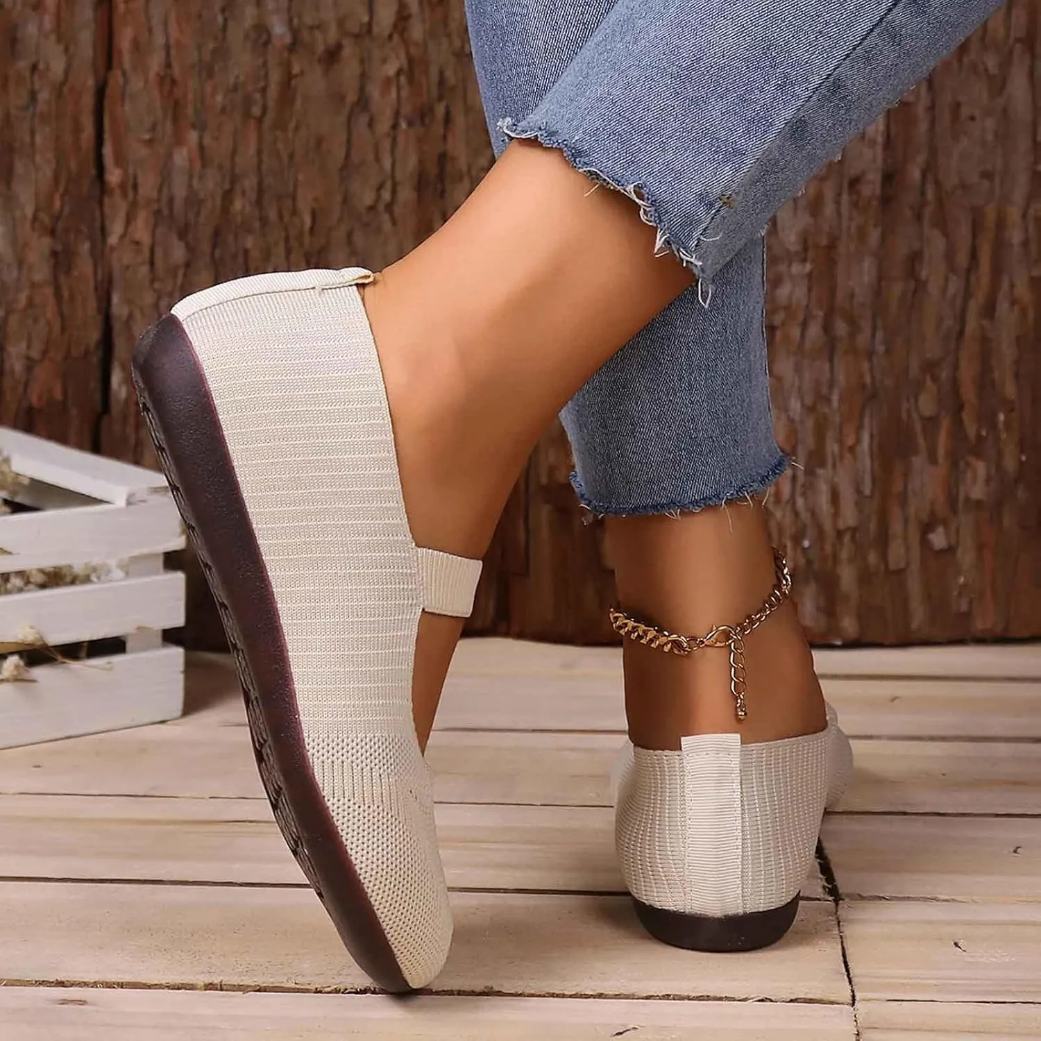 Women's Casual Shoes Everyday Comfort Breathable Design Ideal Summer Slip On Style with Flat Sole Lady Slip Shoe