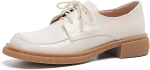 Women's Classic Lace Up Oxford Shoes Flats Patent Leather Round Toe Low Heel Dress Slip On Loafers
