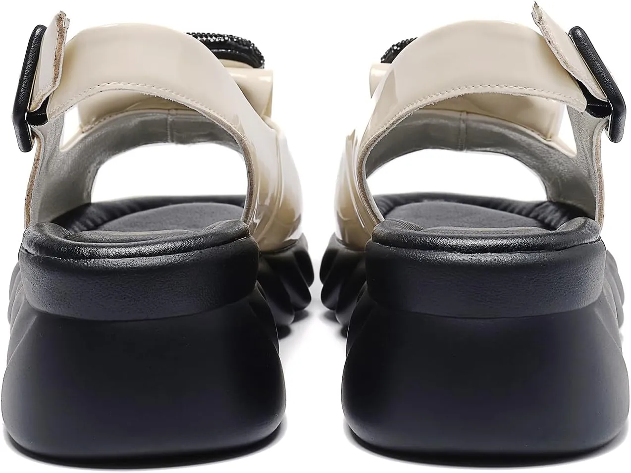 Women's Flat Peep Toe Ankle Strap Slingback Sandals with Rhinestone Accents & Padded Comfort  Street Style Shoes