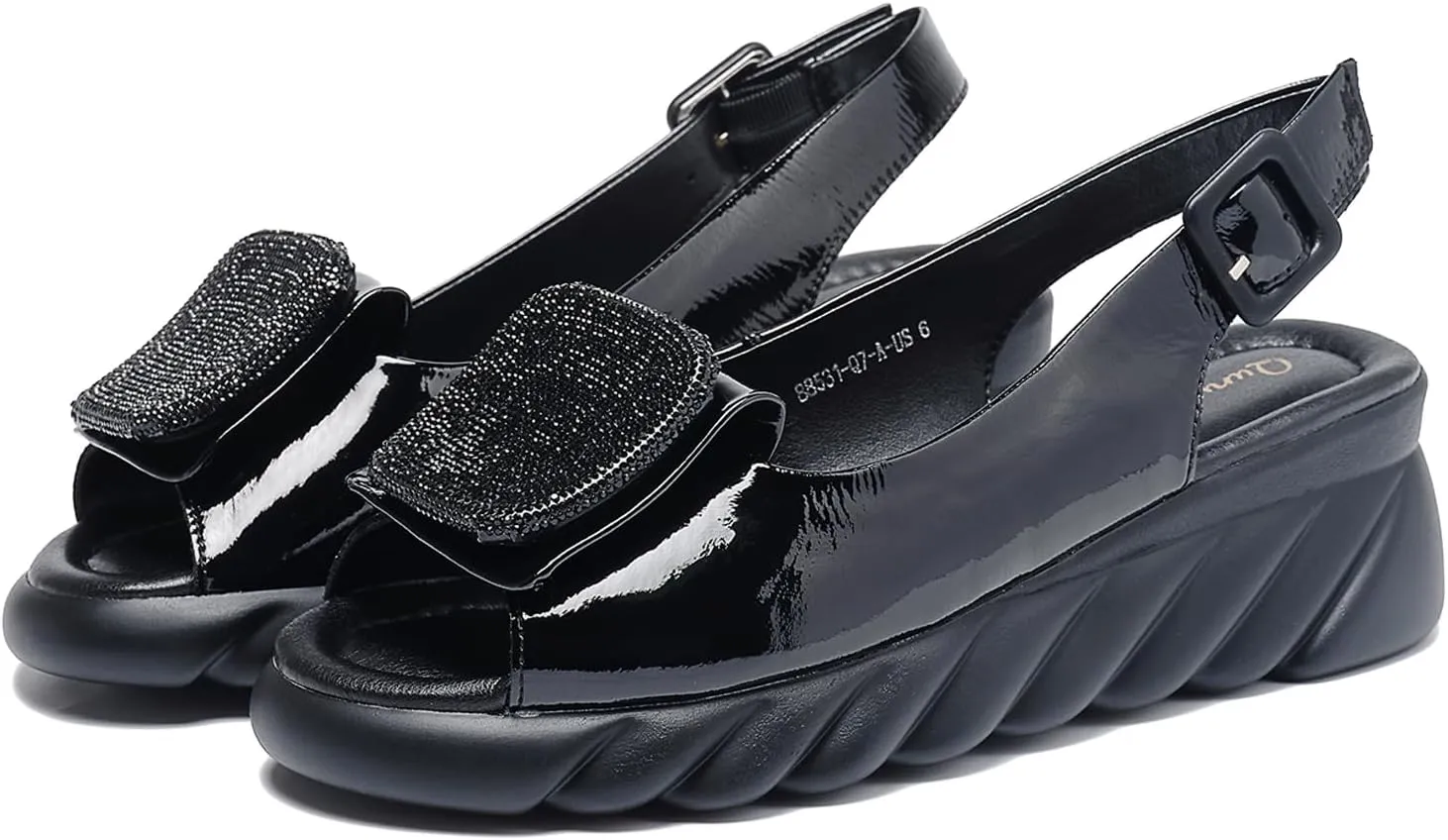 Women's Flat Peep Toe Ankle Strap Slingback Sandals with Rhinestone Accents & Padded Comfort  Street Style Shoes