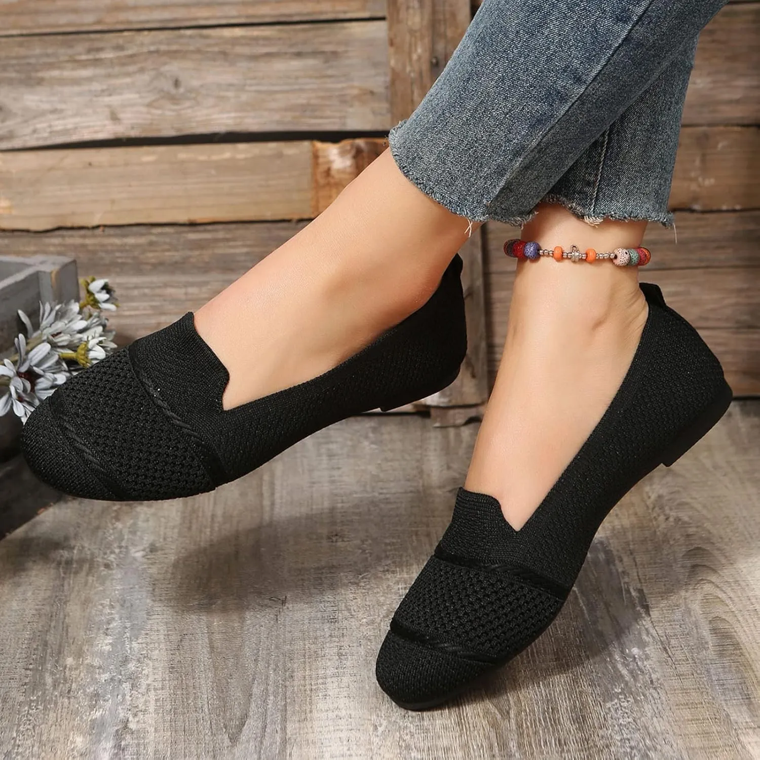 Women's Flats Walking Shoes Breathable Dress Ballet Flat Shoes Comfort Mesh Round Toe Classical Shoes for Work