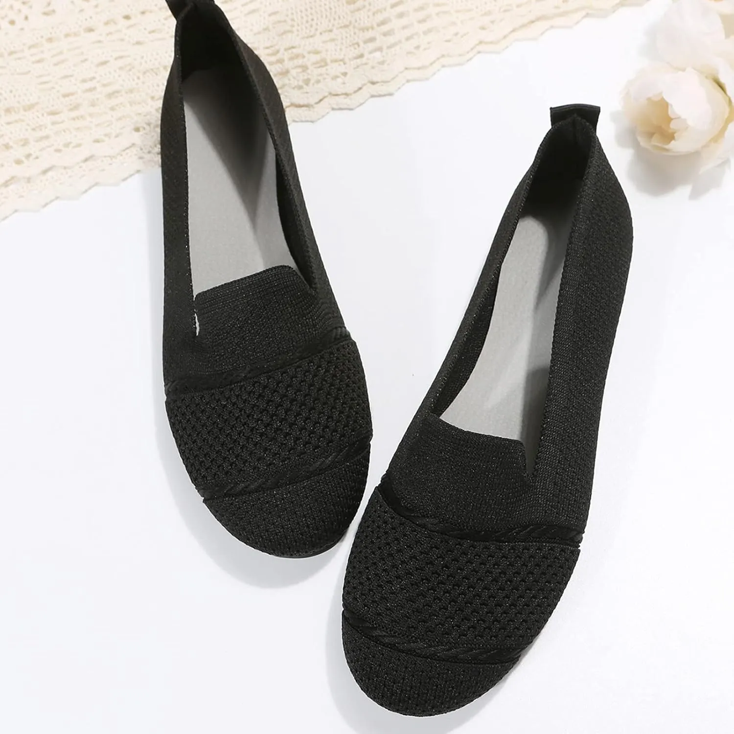 Women's Flats Walking Shoes Breathable Dress Ballet Flat Shoes Comfort Mesh Round Toe Classical Shoes for Work