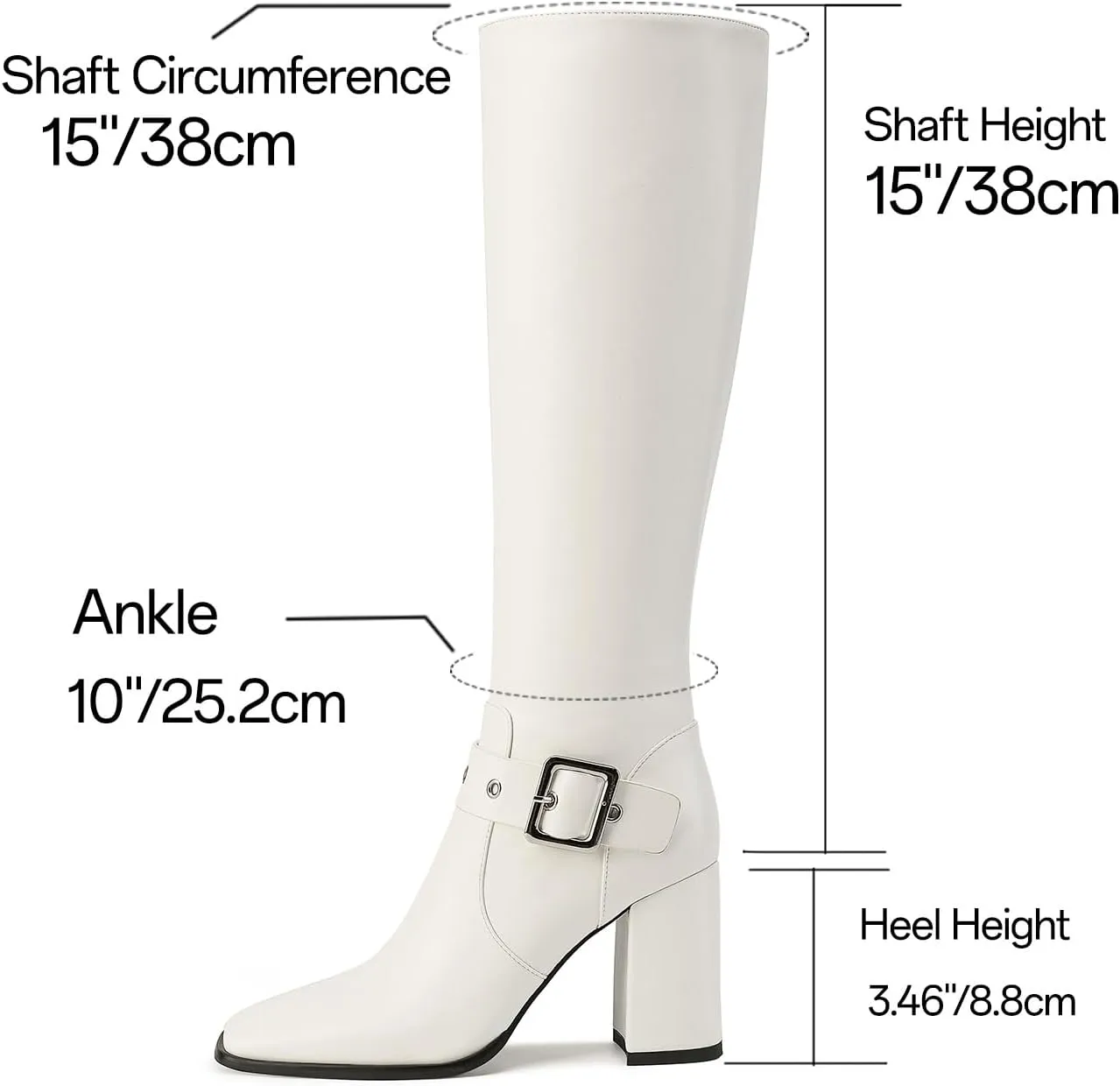 Women's Knee High Boots Chunky Heel Square Toe PU Leather Boots with Side Zipper Urban Chic Tall Boots for Fashion Street Style