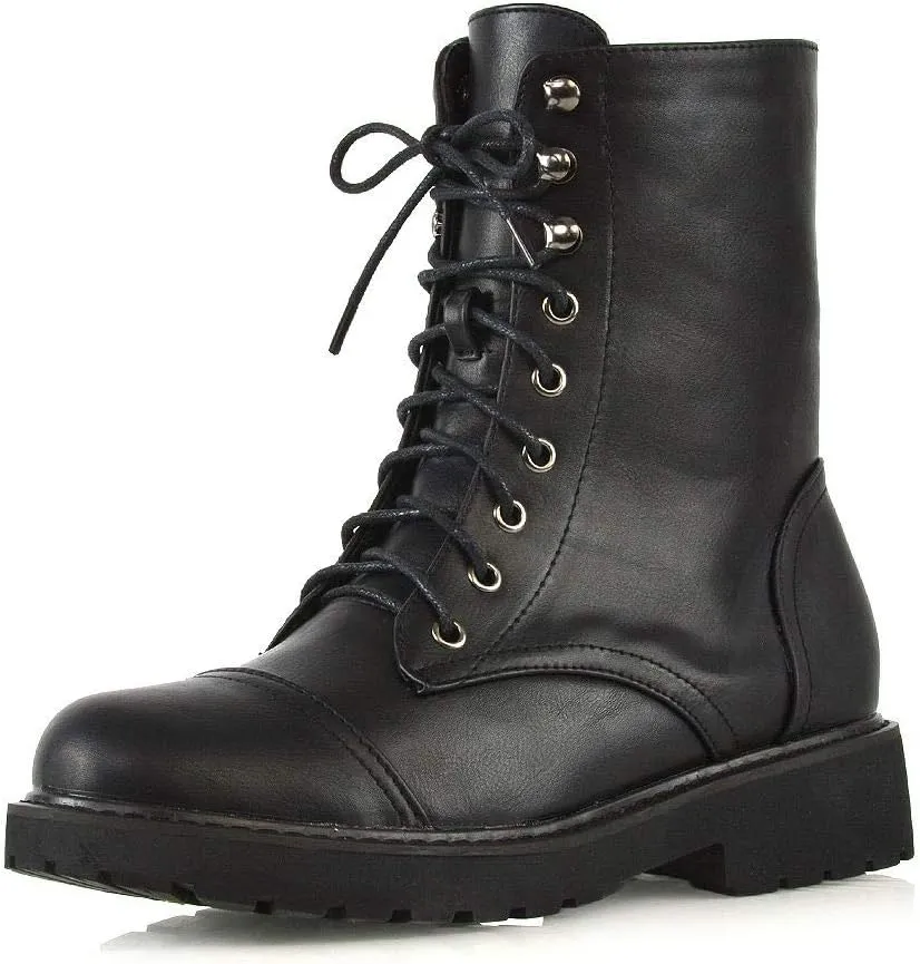 Womens Lace Up Ankle Boots Chunky Grip Sole Ladies Winter Retro Combat Goth Biker Military Army Shoes Booties Size 3-8