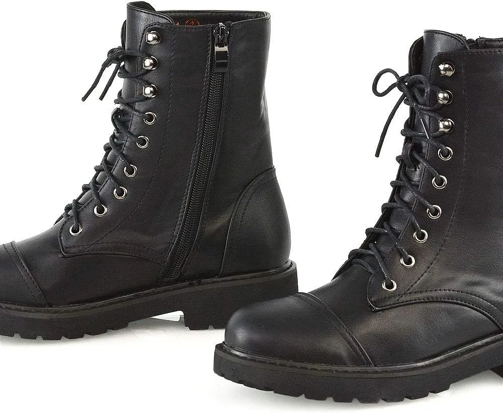 Womens Lace Up Ankle Boots Chunky Grip Sole Ladies Winter Retro Combat Goth Biker Military Army Shoes Booties Size 3-8