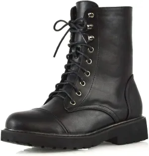 Womens Lace Up Ankle Boots Chunky Grip Sole Ladies Winter Retro Combat Goth Biker Military Army Shoes Booties Size 3-8