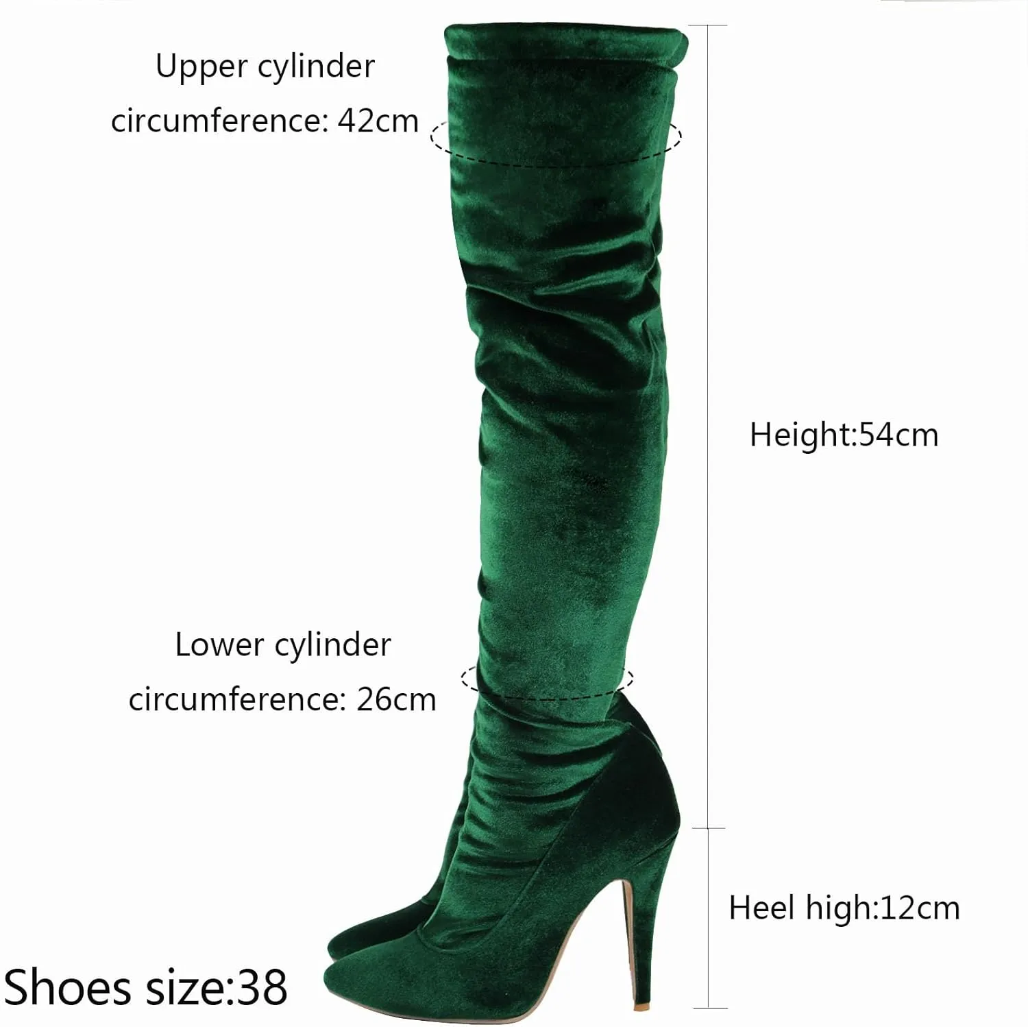 Women's Over The Knee Straight Boots, Suede Tight Boots Pointed Toe Stiletto Heels Side Zipper Large Size Long Boots Slim Fit Fashion Show Boots for Women
