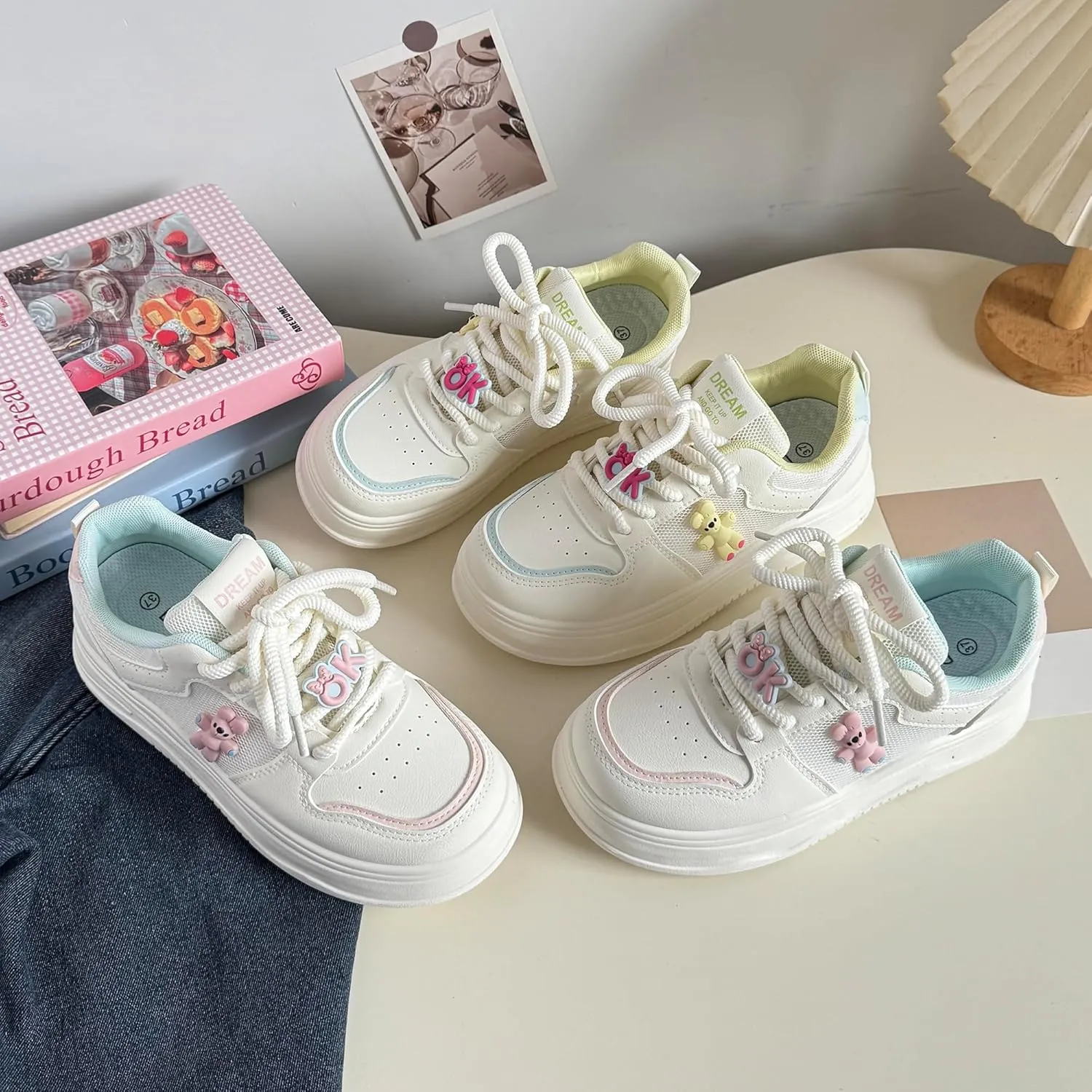 Women's Retro Training Sneakers Lightweight PU & Mesh Casual Shoes for Walking, Workouts & Cute Street Style