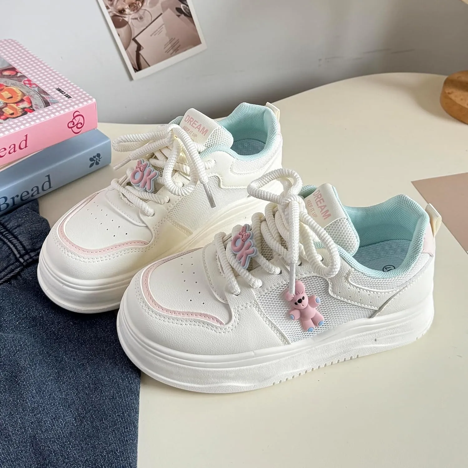Women's Retro Training Sneakers Lightweight PU & Mesh Casual Shoes for Walking, Workouts & Cute Street Style