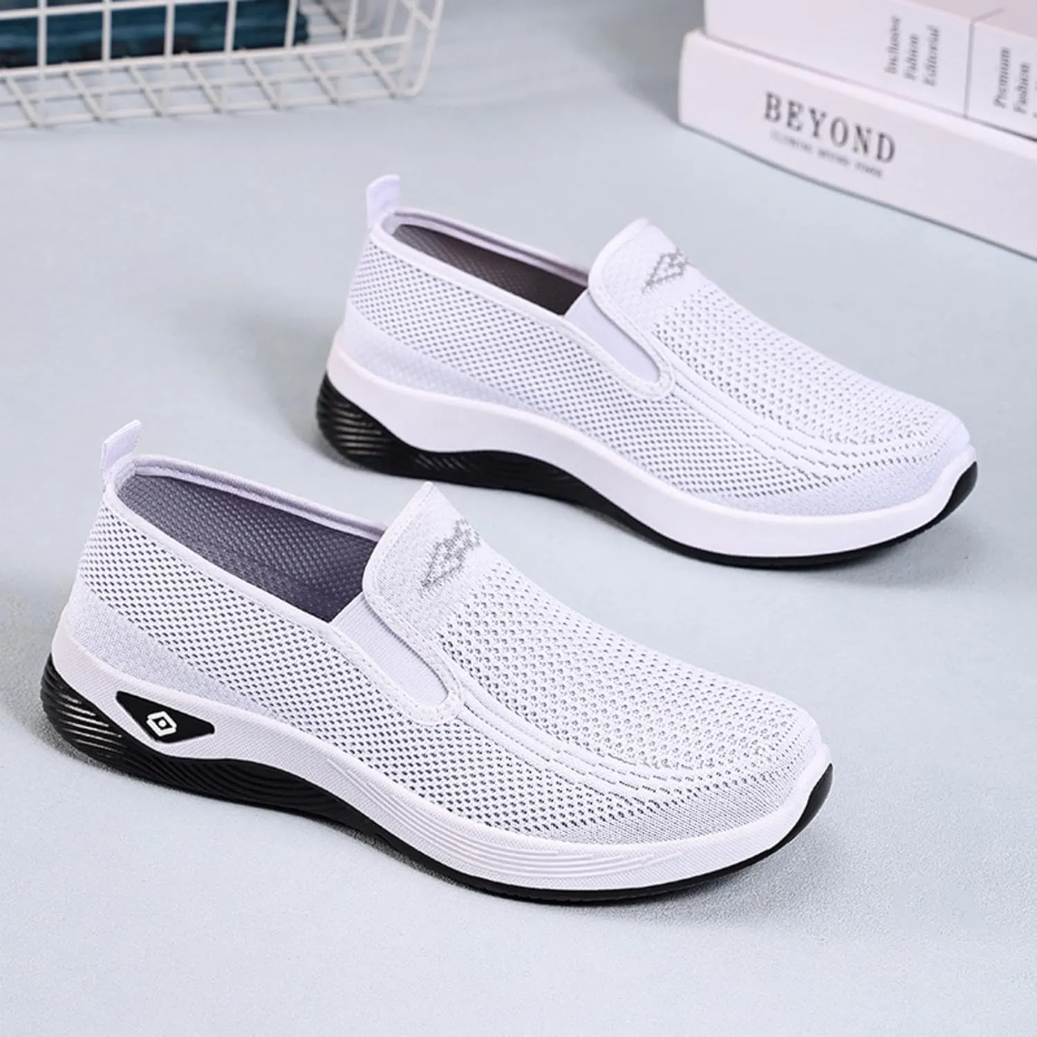 Women's Slip-On Breathable Mesh Sneakers – Lightweight Walking Shoes for Outdoor, Travel, Casual Wear – Comfortable Anti-Slip Loafers for Everyday, All-Day Use