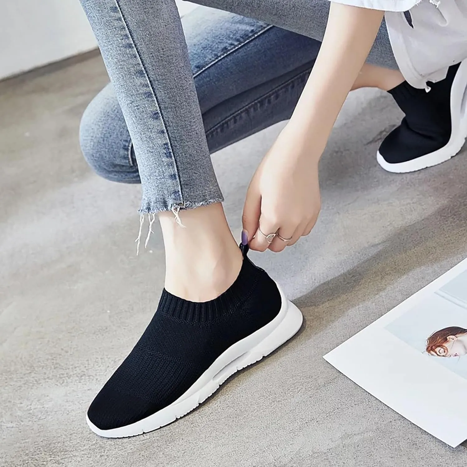 Womens Tennis Shoes Casual Women Shoes Casual Platform Sneakers Slip On Sneakers Walking Tennis Shoe Waterproof Tennis Shoe Loafers Casual Slip On