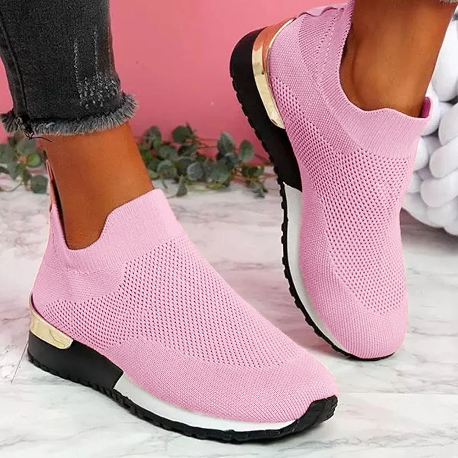 Womens White Sneakers Casual All Black Tennis Shoes for Women Slip On Womens Slip On Sneakers Size 7 Wide Orthopedic Navy Wedge Shoes for Women Dressy Slip On Sneakers Women Size 10 Wide