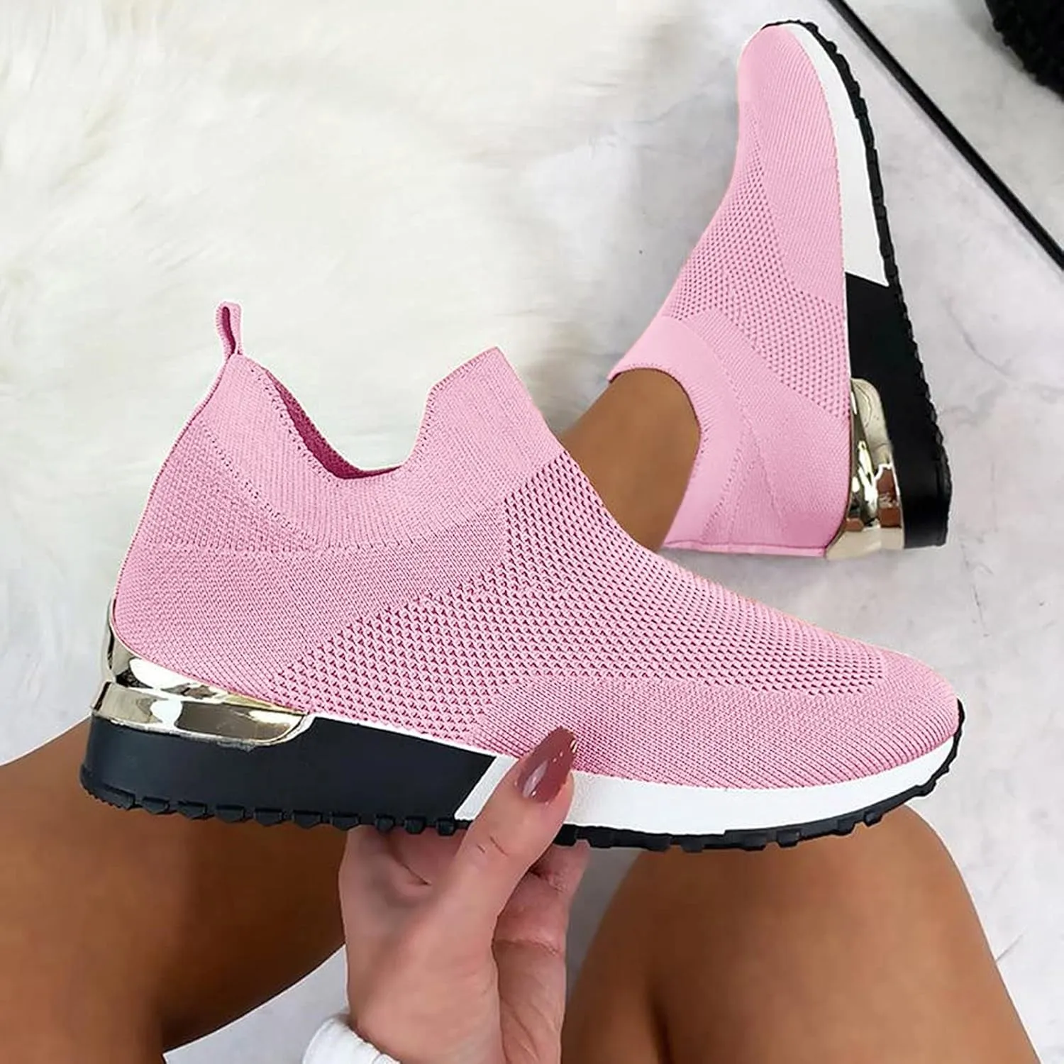 Womens White Sneakers Casual All Black Tennis Shoes for Women Slip On Womens Slip On Sneakers Size 7 Wide Orthopedic Navy Wedge Shoes for Women Dressy Slip On Sneakers Women Size 10 Wide