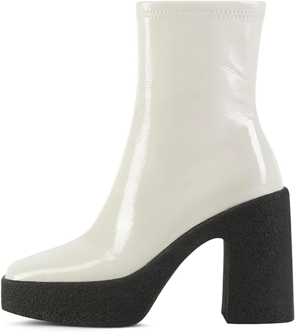 YDN Women Platform Chunky High Heel Ankle Boots Round Toe Side Zipper Slim Fit Ankle Bootie Fashion Shoes 4-15 US