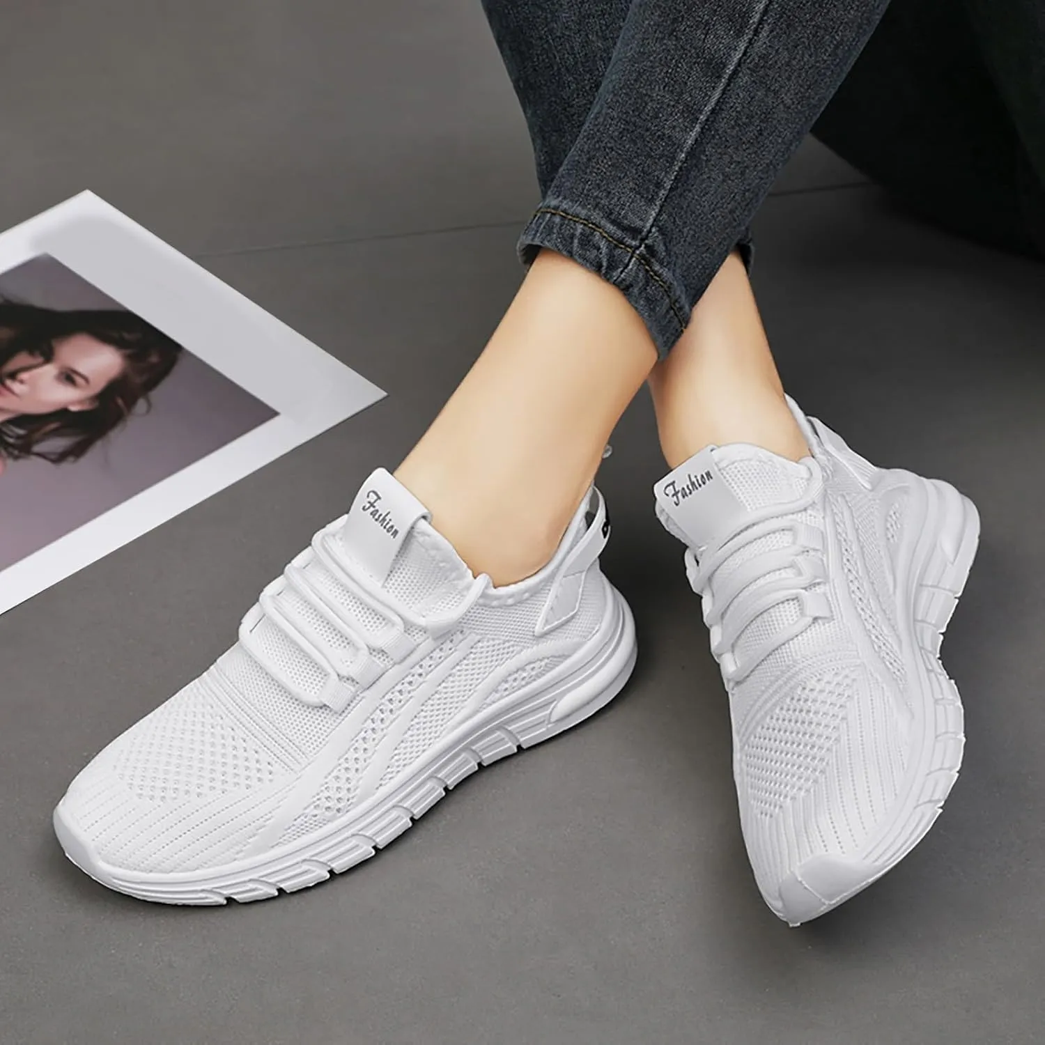 ZSpzx Orthopedic Sneakers for Women Air Cushioned Lace Up Fashion Casual Canvas Shoes Comfortable Lightweight Flats Breathable Padded Insole Slip on Tennis Boat Shoes with Arch Support