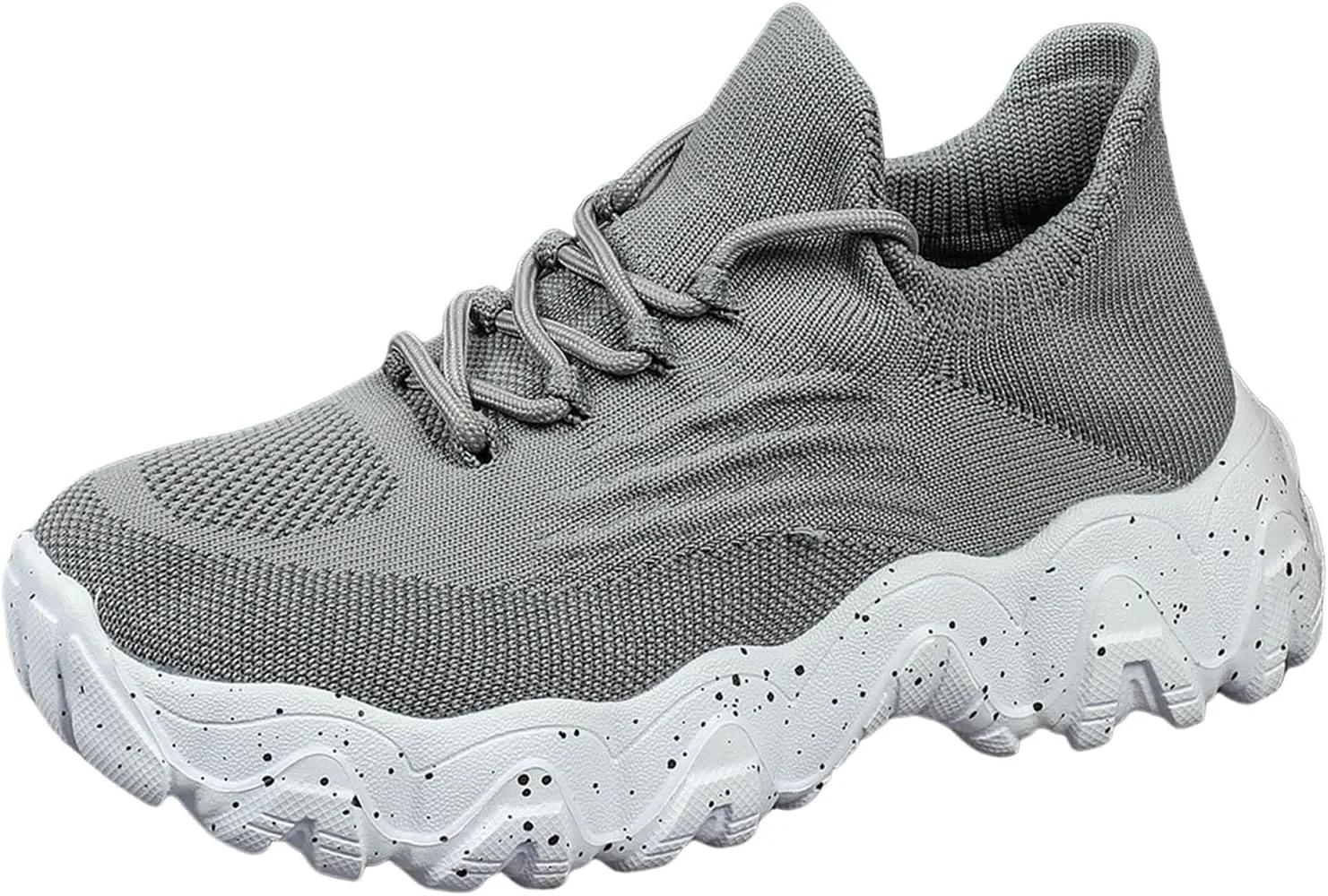 ZSpzx Platform Sneakers for Women Slip On Cushioned Footbed Knit Soft Padded Insole Arch Support Jogging Tennis Shoes Plantar Fasciitis Breathable Comfy Lightweight Daily Wear Shoe