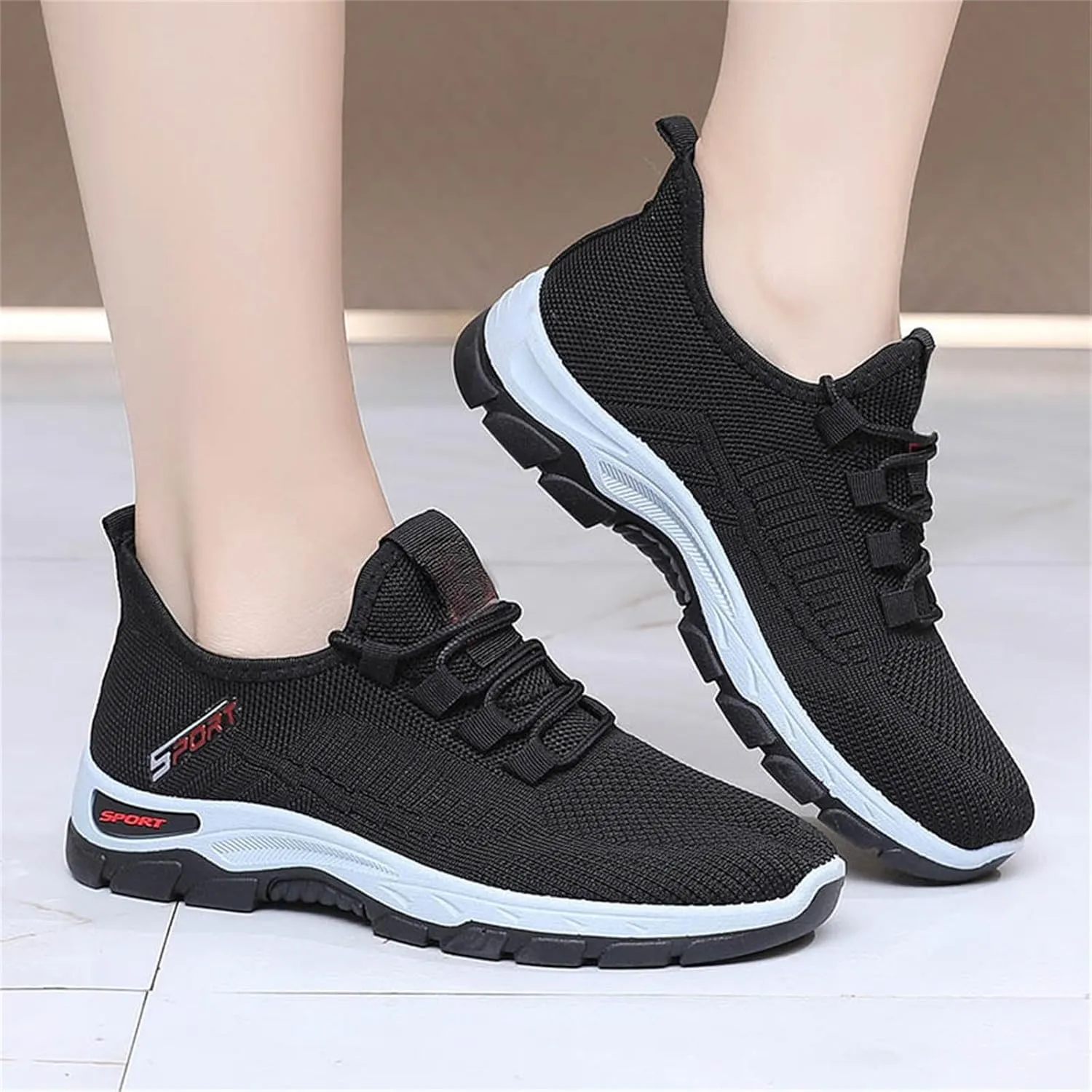 ZWRXW Women's Slip On Walking Shoes Slip-On Orthopedic Shoes Lightweight Breathable Comfortable Fashion Sneakers Non Slip Mesh Up Footwear for Tennis Running Training